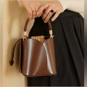 Braided Purse Handle (Purse not included) Brown Faux Leather 12 Inch Strap New